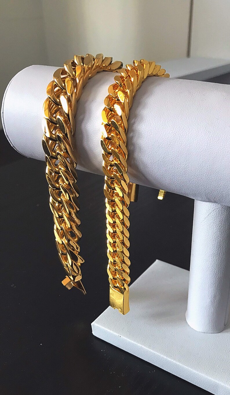 Curb Link Bracelet Men/'s 316L Stainless Steel Chunky Gold Cuban Chain Bracelet