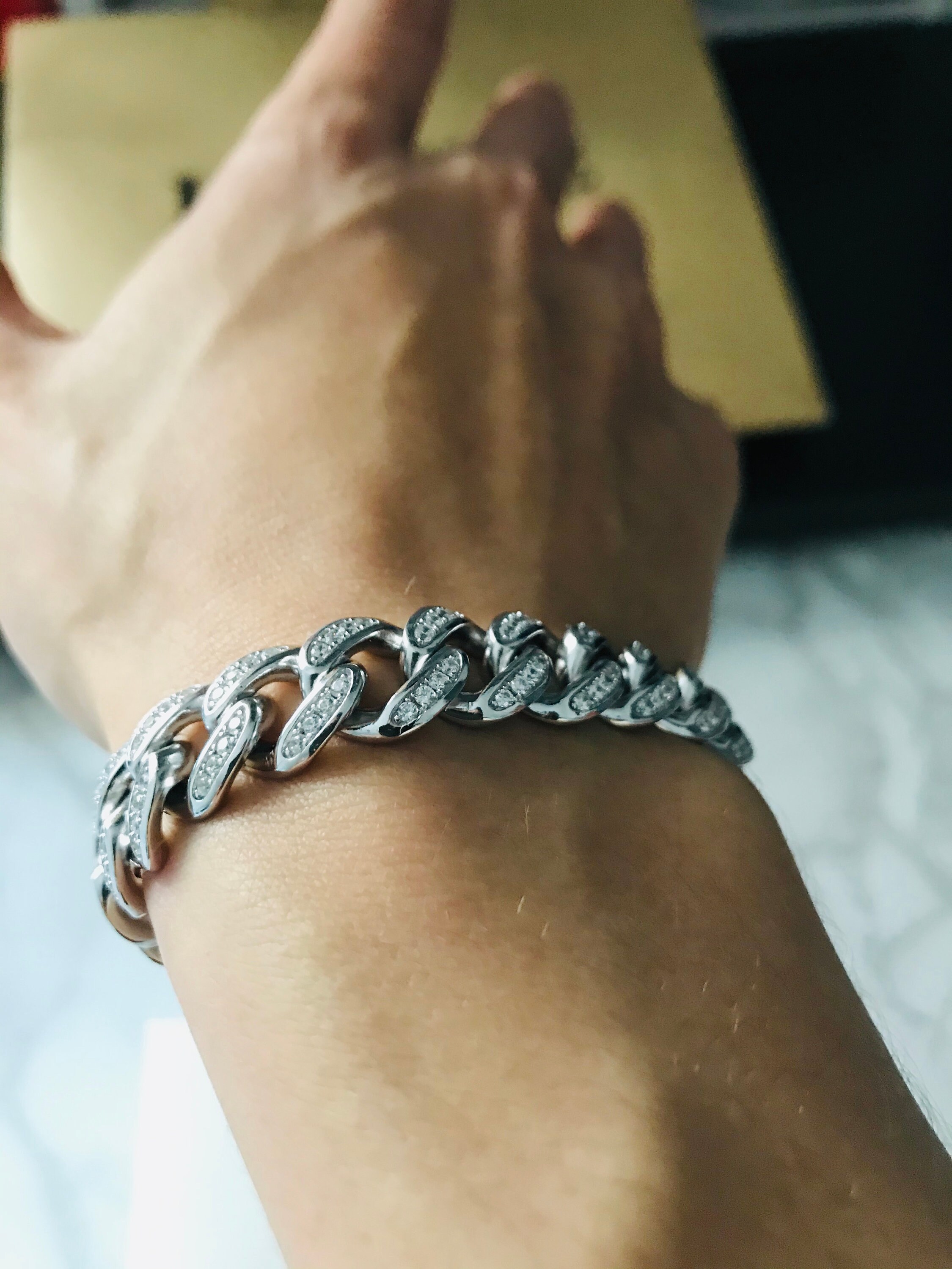 Popular Style Sterling Silver Cuban Link Bracelet Iced Out Cuban Chain Bracelet for Men Etsy UK
