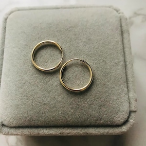 real gold 9ct gold 14mm hoops sleeper earrings for men
