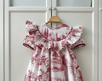 Girls Vintage Toile Print Dress -ONLY 6 YEARS-