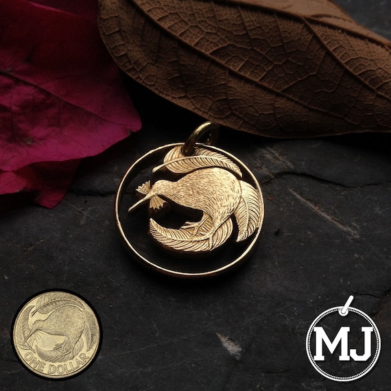 New Zeland Kiwi Bird One Dollar Cut Coin Kiwi Necklace New Etsy