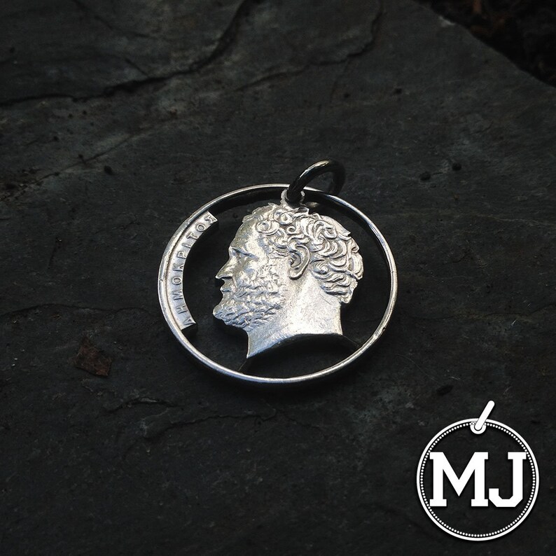 Greek Cut Coin Democritus Coin Necklace GREECE Democritus Cut Coin Democritus Greece Necklace Greece Greek Jewelry Greek philosopher