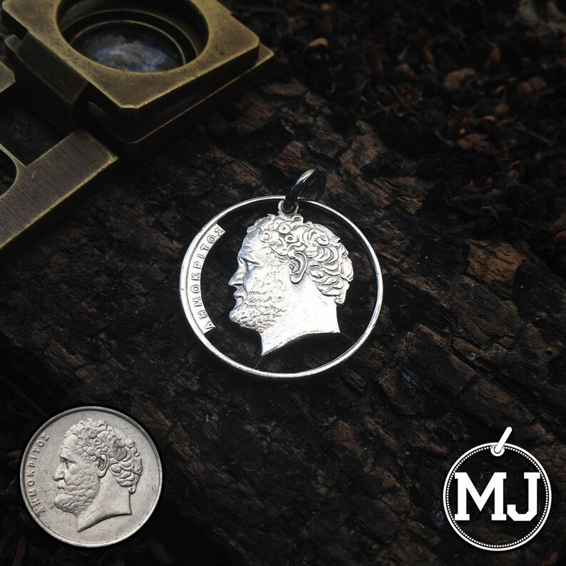 Greek Cut Coin Democritus Coin Necklace GREECE Democritus Cut Coin Democritus Greece Necklace Greece Greek Jewelry Greek philosopher