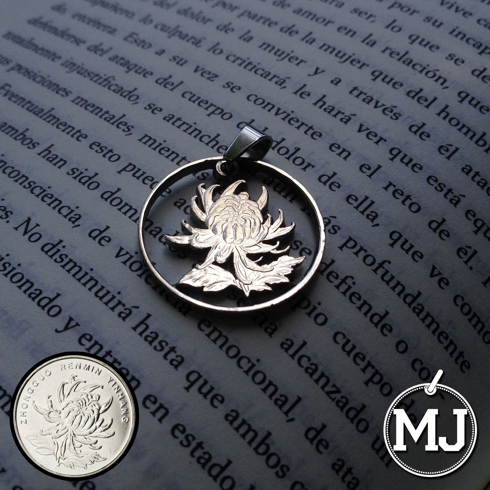 CHINA 1 Yuan Chrysanthemum Flower Cut Coin Chinese Necklace Etsy