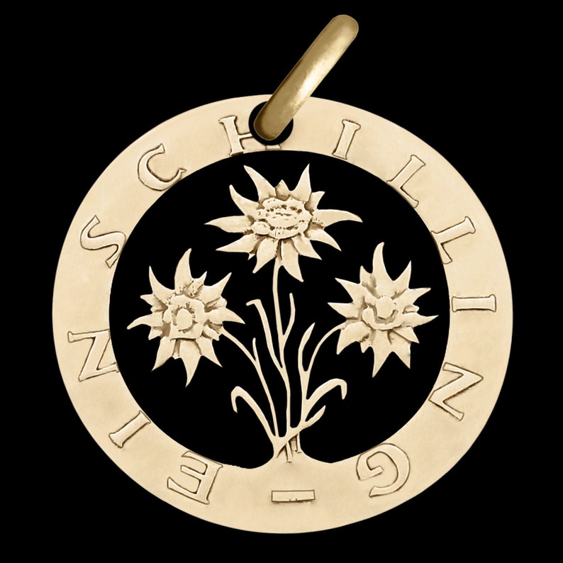 AUSTRIA Edelweiss Flower Cut Coin Edelweiss Necklace Flower Etsy
