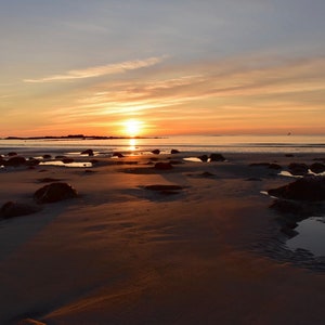 Atlantic sunrise along Wells Beach, Maine