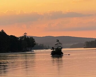 Sunrise near Long Island bridge, Lake Winnipesaukee, New Hampshire