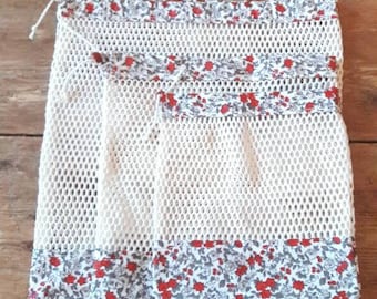 Sac à vrac - en maille filet de coton Bio et tissu de coton enduit