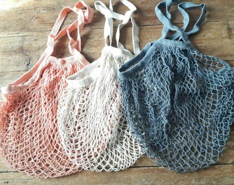 Mesh shopping bag in organic cotton - hyper frenchy - pastel