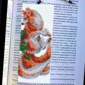 Padrão de Ponto Cruz da Raposa de Nove Caudas em PDF, Desenho de Bordado Kitsune, Padrão de Marcador de Livro de Raposa Japonesa, Ponto Cruz de Raposa Fantástica, Download