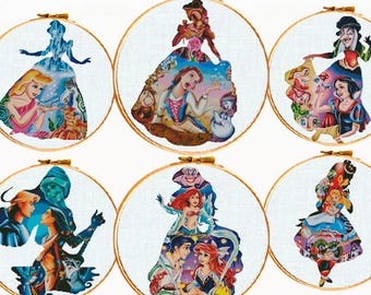 Fairytale Princess Silhouette Cross Stitch Pattern PDF, Fantasy Princess Collection Embroidery Design, Storybook Inspired Needlework, 90s