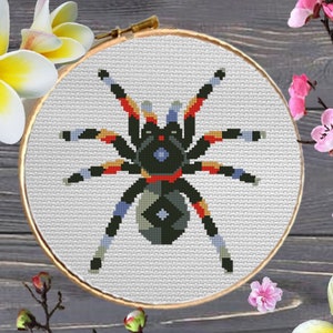 Tarantula spider embroidery #m256 Cross Stitch Kits, Needlepoint, Cross Stitch Pattern, Modern cross stitch, embroidery insect, nature art