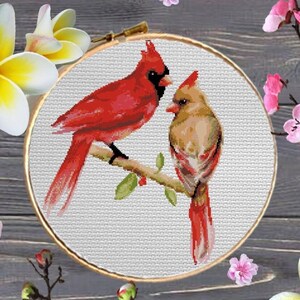 Pájaro Cardenal Rojo #247 Bordado, Patrones de punto de cruz de pájaros, Arte de la naturaleza, Patrón de punto de cruz moderno, Bordado, Patrón Keeper