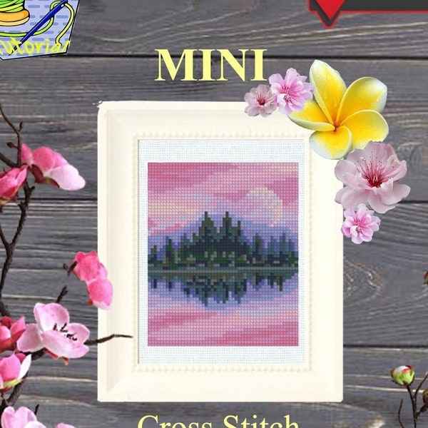 Nature, Miniature cross stitch, Forest embrodery | Mini pattern | miniature painting | Easy beginner PDF chart | mini masterpiece |Ukraine