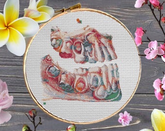 Teeth #327 Jaw structure, Dentistry Cross Stitch Anatomical Skull Cross Anatomy Cross Stitch Modern Cross Stitch Science Cross Medical Cross