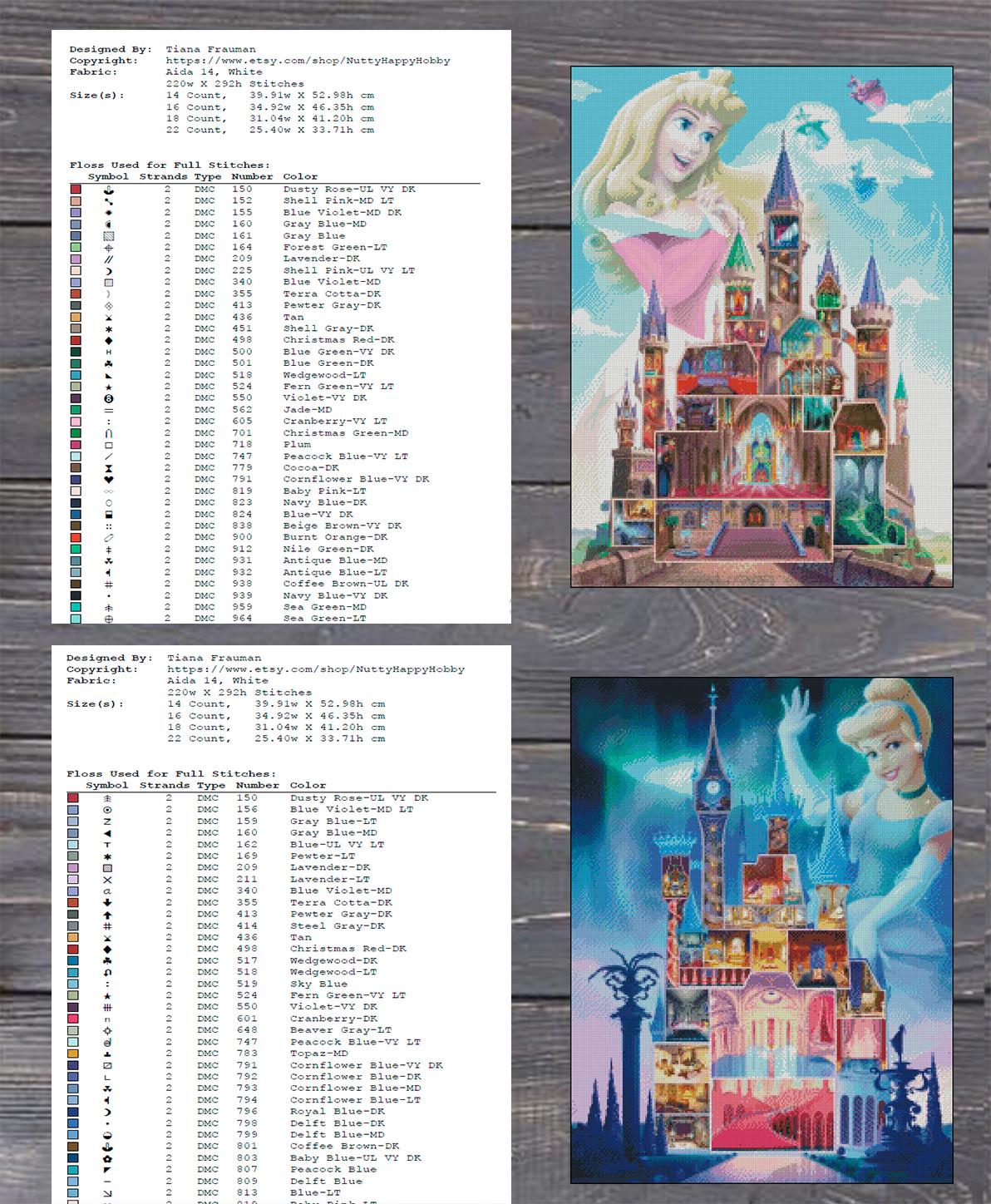 Princess Castle Cross Stitch Pattern Bundle PDF, Fairy Tale Castle Set ...
