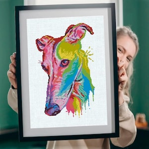 Greyhound #339 modern cross stitch pattern pdf Watercolor cross stitch Easy Cross Counted Pattern Dog cross stitch pattern animal cross