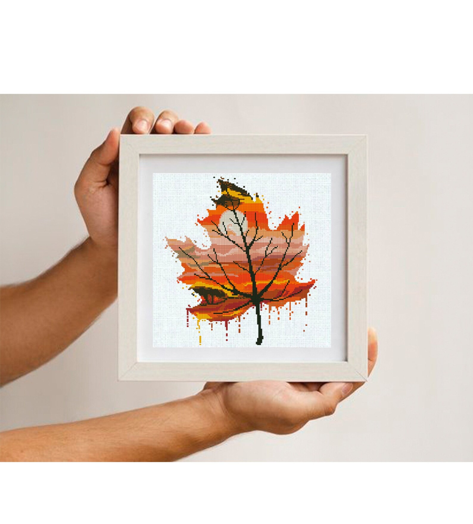 Maple Leaf Cross Stitch Pattern PDF, Autumn Maple Leaf Embroidery ...