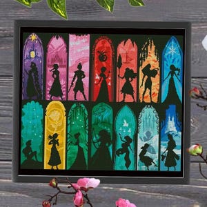 Prinzessinnen-Silhouette-Kreuzstichmuster, Helden, Prinzessinnen-Silhouette, Prinzessinnenkleid, Schloss-Kreuzstich, Baby-Kreuzstich, 90er-Jahre-Cartoons
