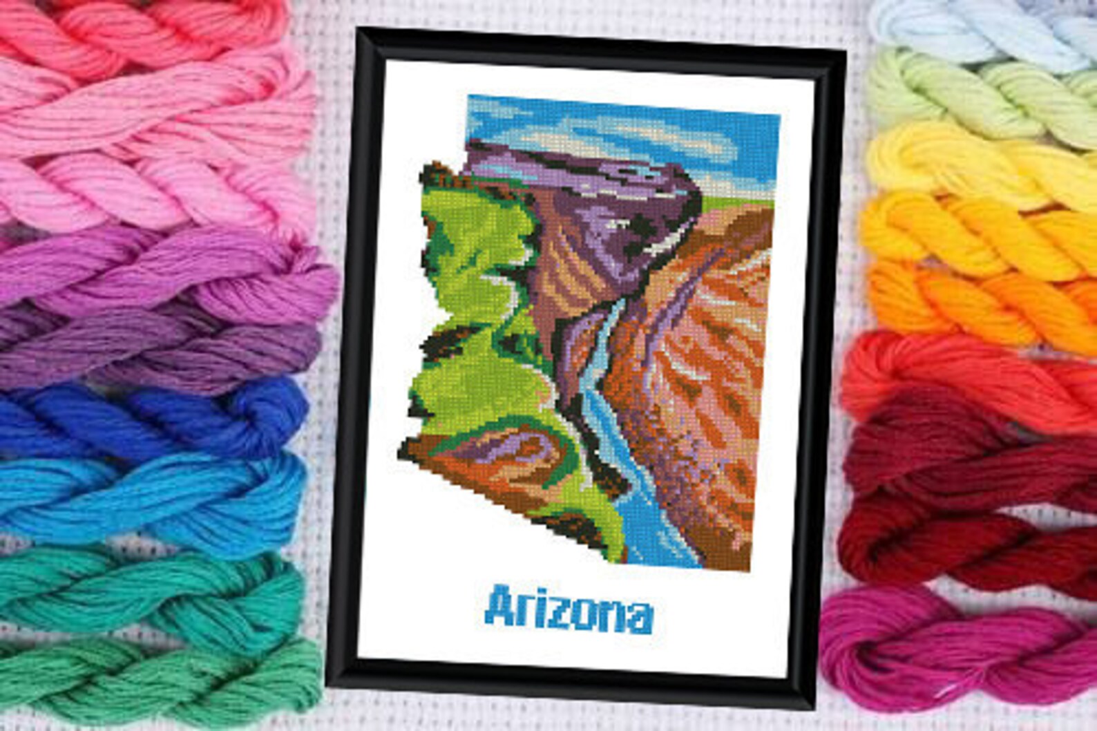Arizona 351 national park cross stitch pattern Maps cities Etsy
