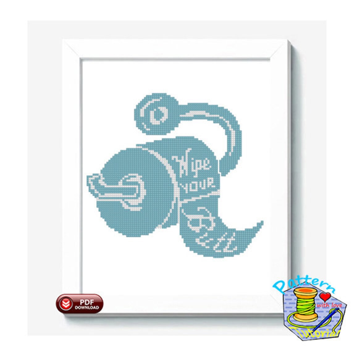 SET Bathroom embroidery bathroom cross stitch pattern Toilet Etsy