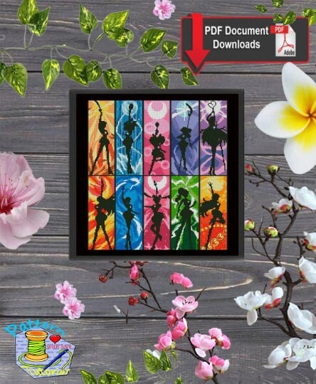Moon silhouette cross stitch patterns, heroes, baby cross stitch, 90s cartoons, Anime pattern, bookmark, kawaii cross stitch