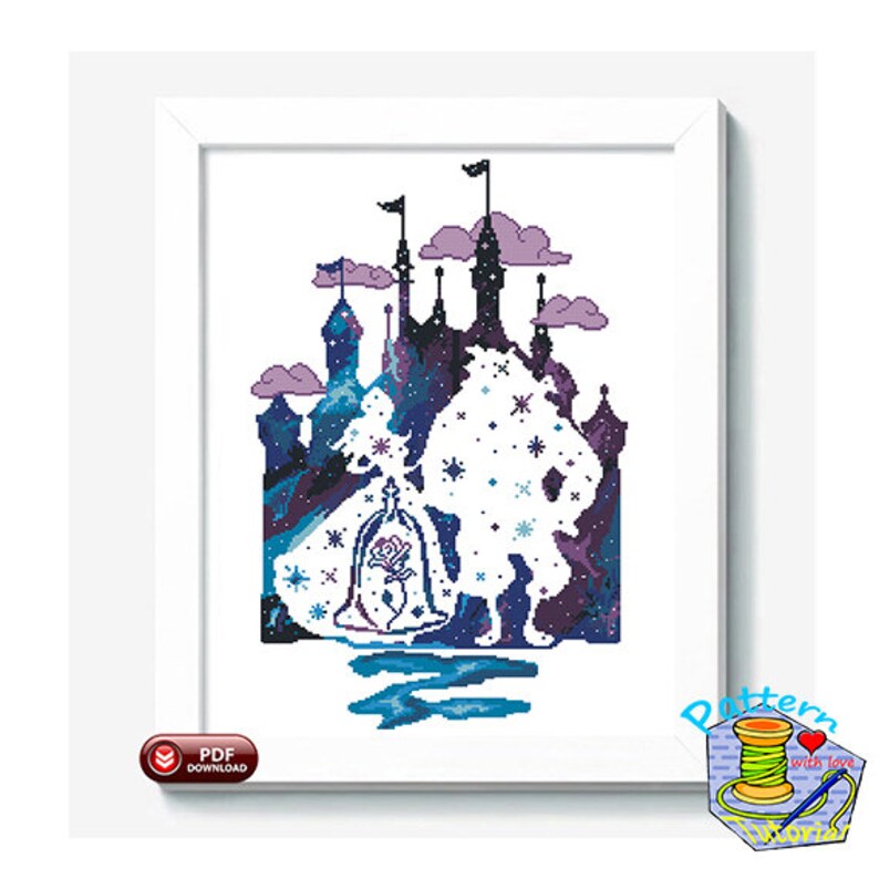 Beauty And The Beast 194 Embroidery Cross Stitch Pattern Fairytale Princess Disney Castle Modern Counted Cross Stitch Baby Nursery Decor Visual Arts Printing Printmaking Fontane Physio De