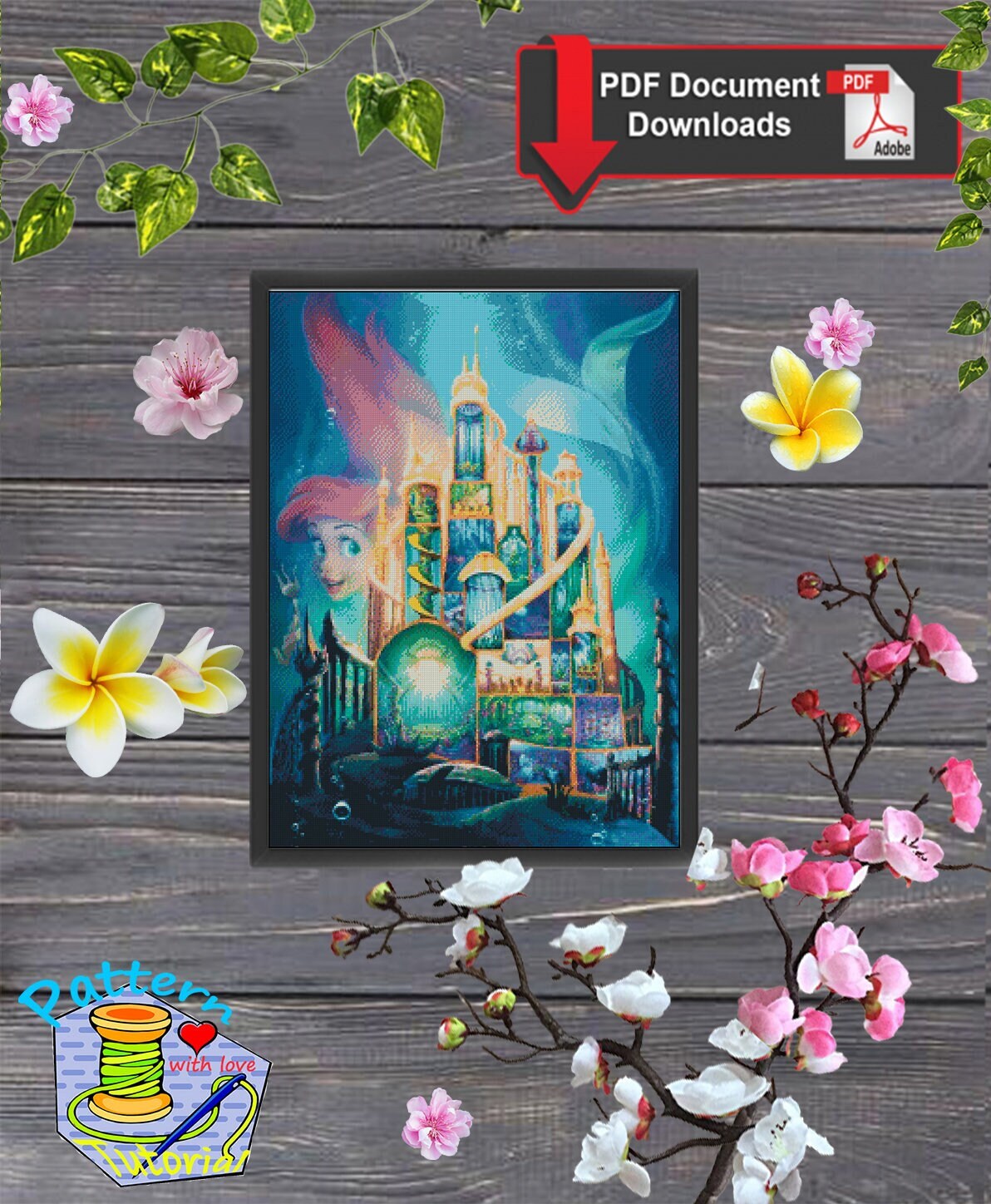 Underwater Fantasy Castle Cross Stitch Pattern PDF, Magical Ocean ...