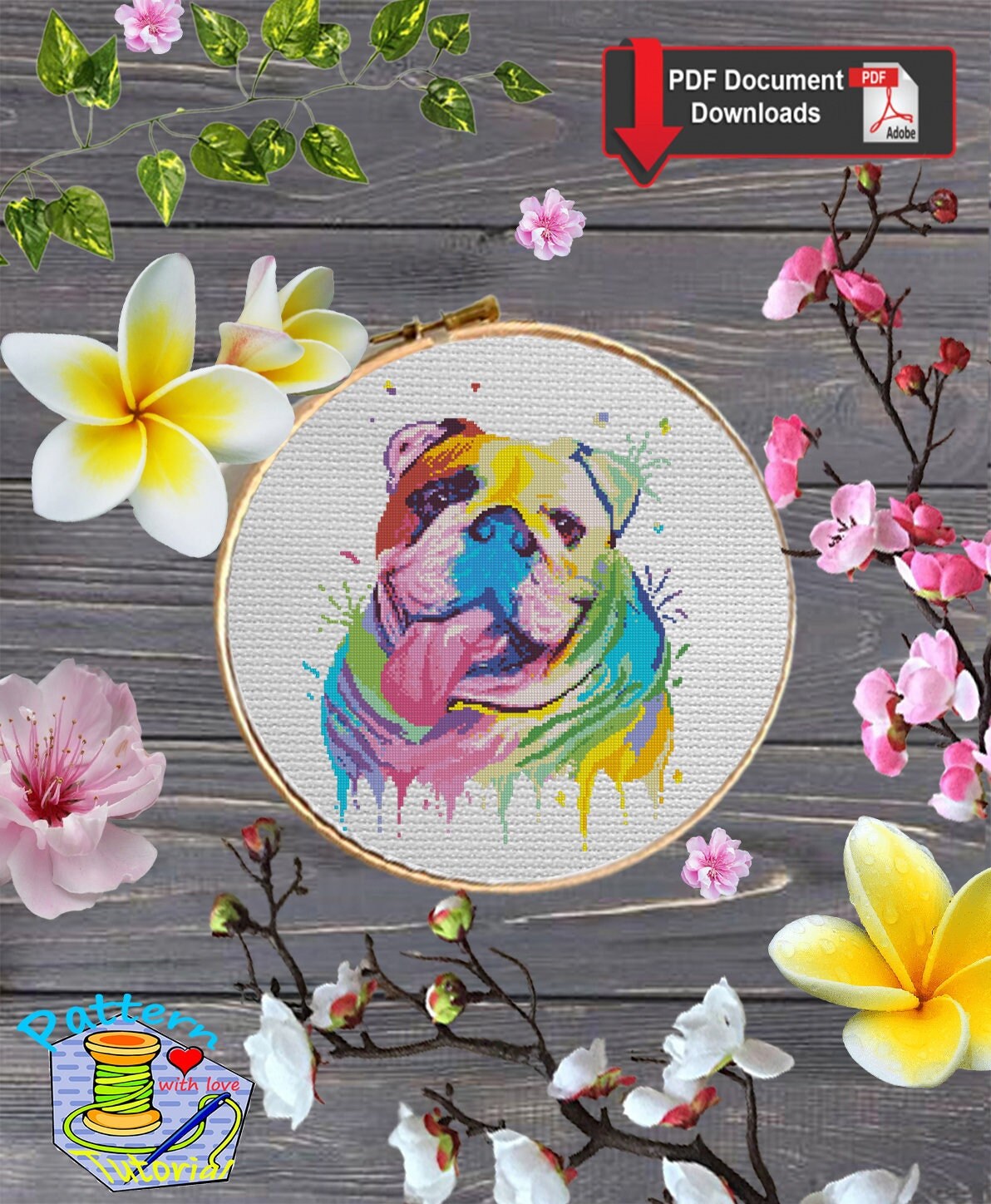 Bulldog 147 PET Embroidery Cross Stitch Pattern Download Pdf - Etsy