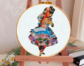 Alice in Wonderland, Cheshire Cat cartoon character, cartoon network, fairy cross stitch, baby cross stitch, 90s cartoons, fantasy cross