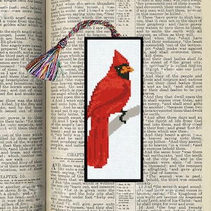 Bookmark, Red Cardinal #153 Cross Stitch Pattern Bookmark Cross Stitch Art Cross Stitch Pattern Instant Download PDF Counted Easy cross