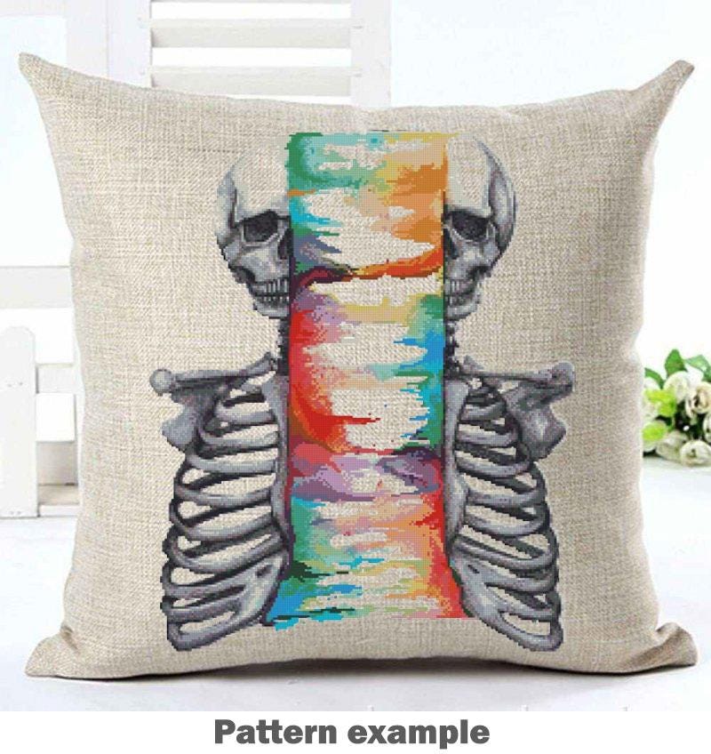 Spine and Rib Cage Cross Stitch Pattern PDF, Colorful Skeleton Anatomy ...