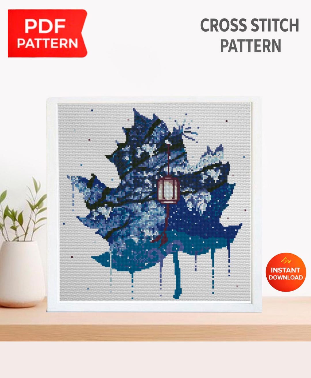 Fantasy Forest Cross Stitch Pattern PDF, Magical Lantern Night ...
