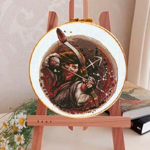Kreuzstichmuster Sternzeichen Schütze, Sternbild, Sternbild, Horoskop-Stickerei
