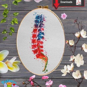 Spine #326 Anatomical Embroidery Cross Stitch Pattern Instant Download | Stitching | Cross Stitch Designs | Cross Pattern | How To Embroider