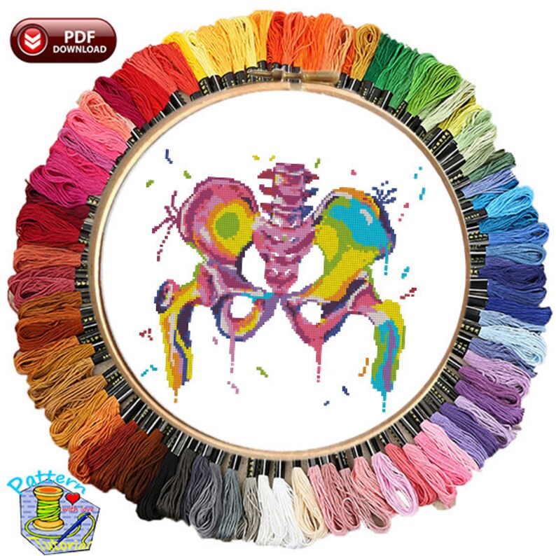 Hip Joint 406 Watercolor cross stitch pattern Human Anatomy | Etsy