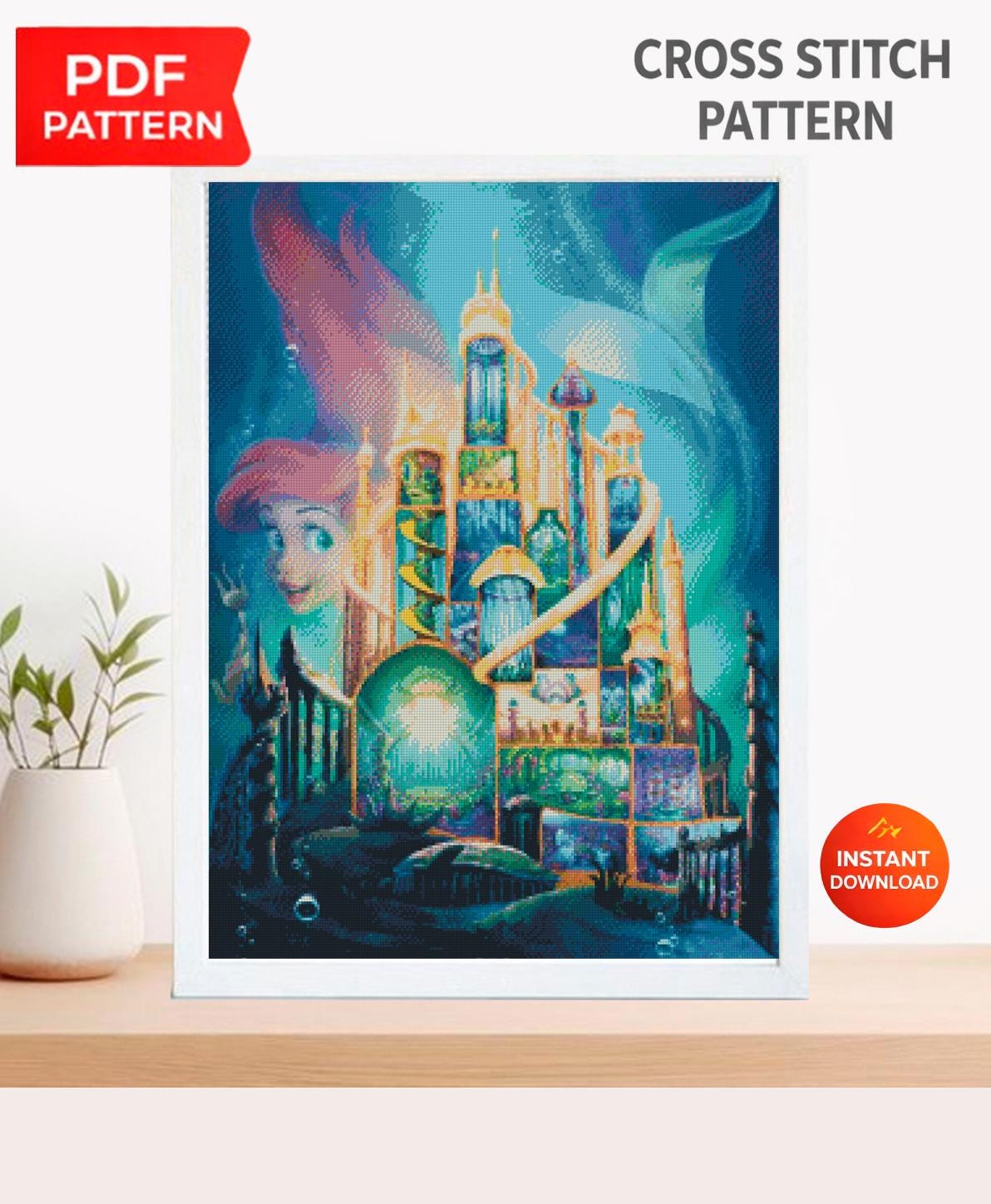 Underwater Fantasy Castle Cross Stitch Pattern PDF, Magical Ocean ...