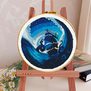 Meerjungfrau, Schiff Kreuzstichmuster #393/5 Meer Kreuzstich, Meerjungfrau Kreuzstich, Schiff Kreuzstich, Fisch Kreuzstich, Nachthimmel, Ozean