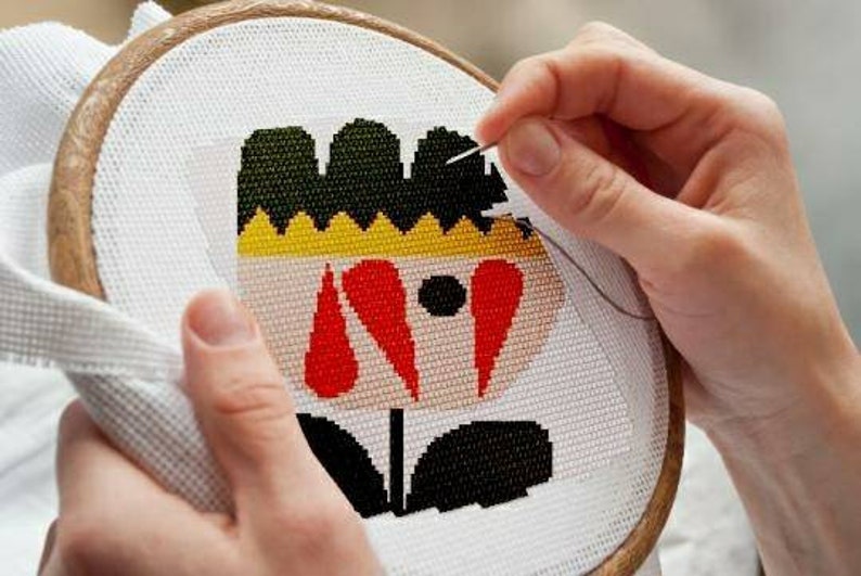 Geometric Flower cross stitch geometric wall art cross stitch geometric nature art cross stitch modern cross stitch pattern pdf Embroidery