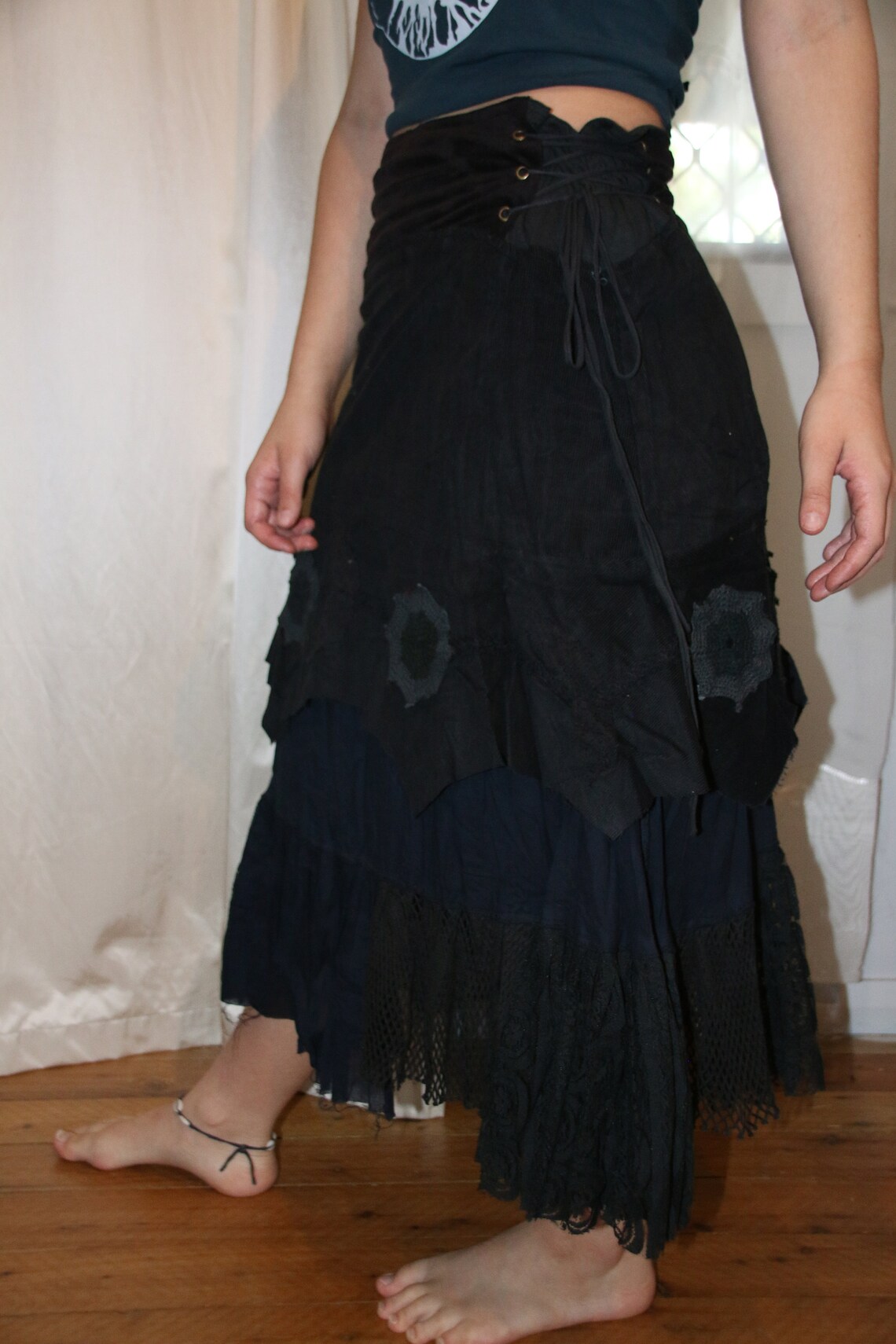Long Black Goddess Skirt Adjustable to Fit 8 12 - Etsy Australia