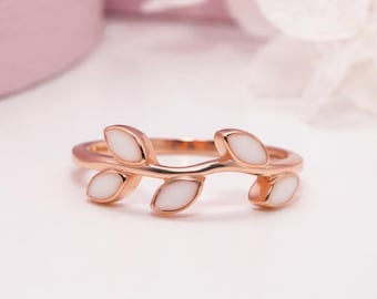 Leaf Branch Breastmilk Keepsake Ring: Sterling Silver, Gold/Rose Gold Plated