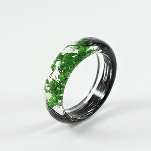 Green flowers hair memorial ring, Bespoke keepsake jewellery, Lock of hair ring, Custom Memorial Gift, Horse hair ring, Hair Fur locket ring