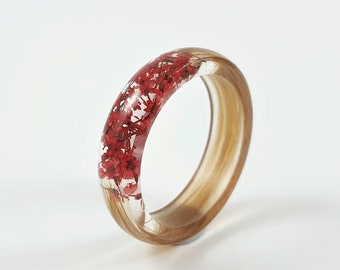 Rote Blumen Haar Andenken Ring