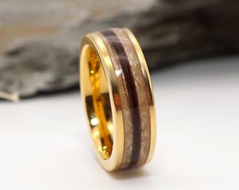 Gold Plated Tungsten Carbide Hair Keepsake Ring - Memorial Jewelry