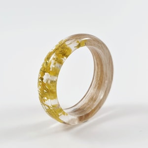 Bague mèche de cheveux commémorative, bijoux souvenir pour cheveux, bague commémorative fleur jaune, souvenir de la perte d&#39;un enfant, papa, anneau en résine personnalisé Perte d&#39;un animal de compagnie