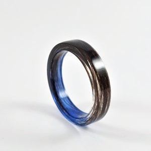 Men memorial ring, Lock of hair keepsake, Custom resin jewellery, Horse hair ring, Hair keepsake ring, Blue ring for men, Pet loss gift