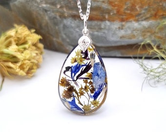 Bridal Bouquet Resin Necklace, Wedding Flower Keepsake, Sterling Silver