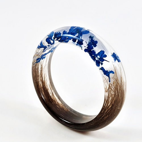 Lock of Hair Ring Hair Keepsake Jewellery Blue Flower Etsy