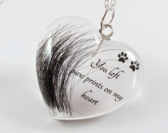 Personalized Pet Fur Heart Locket: Resin & Sterling Silver Memorial Pendant