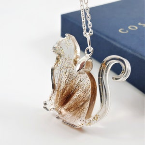 Cat fur necklace, Hair keepsake jewelry, Cat shaped locket, Lock of hair necklace, Pet loss Christmas gift, Memorial fur pendant, Cat loss